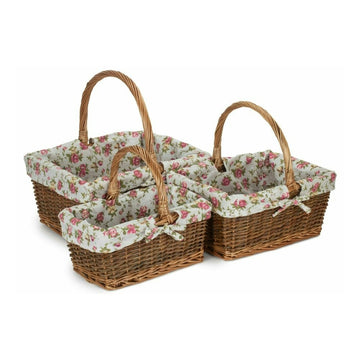 Willow Shopping Basket with Floral Lining