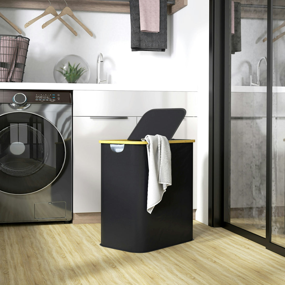 80L Foldable Laundry Basket for Bathroom