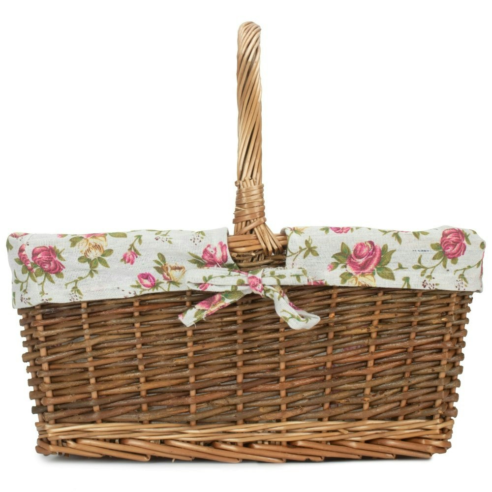 Willow Shopping Basket with Floral Lining