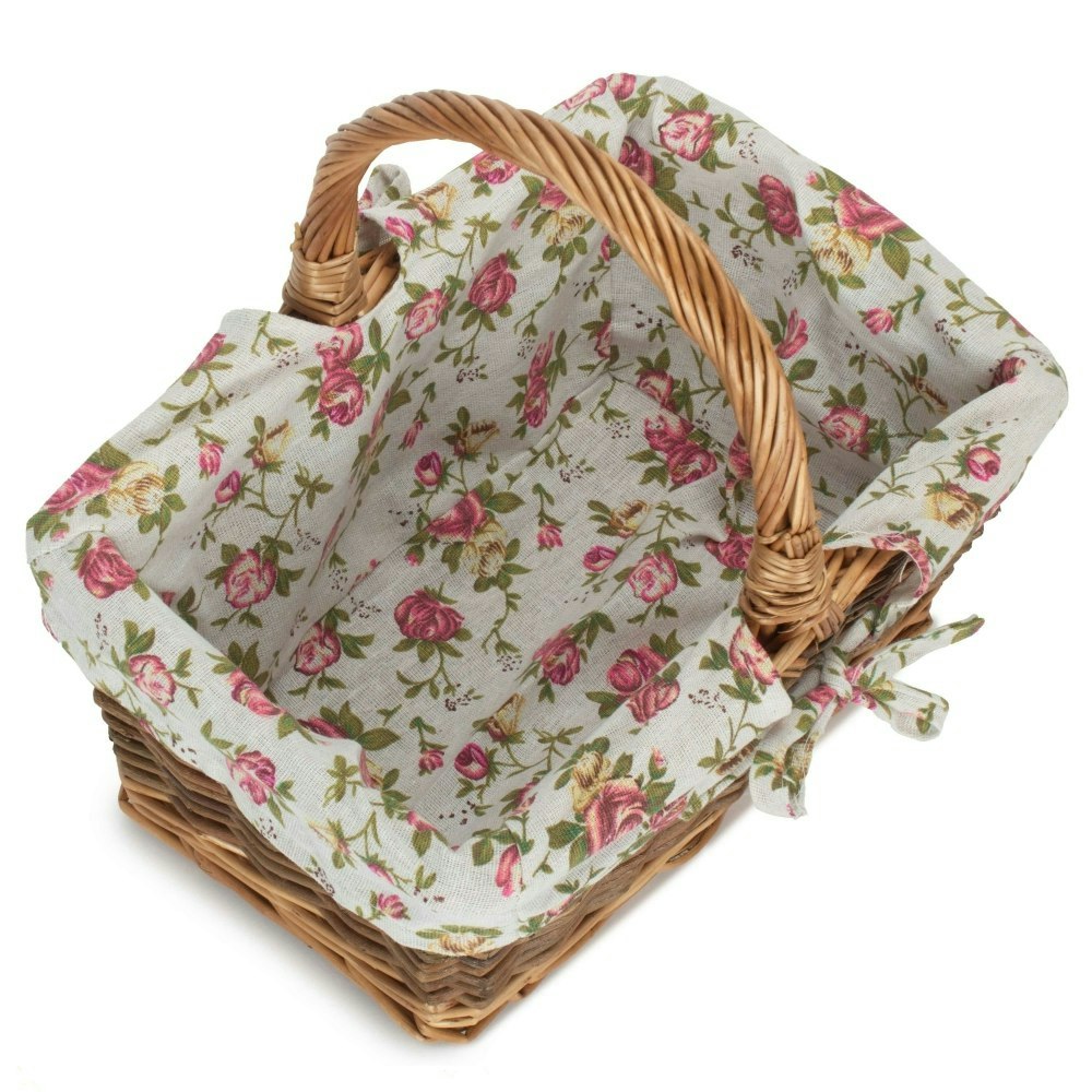 Willow Shopping Basket with Floral Lining