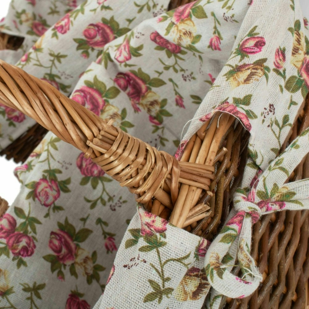 Willow Shopping Basket with Floral Lining